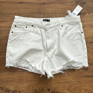 Abercrombie & Fitch White Frayed Jean Shorts